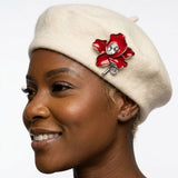 Delta Sigma Theta Red Enamel Flower Brooch Pin
