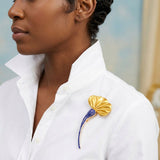 SGRHO Golden Calla Lily Rhinestone Brooch Pin