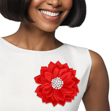 Cargar imagen en el visor de la galería, Brooch Red Flower Pearl Clip and Pin for Women
