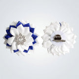 ZPB Blue White Floral Bling Brooch and Hair Clip
