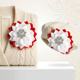 DST Red White Floral Bling Brooch and Hair Clip