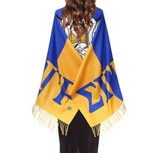 Load image into Gallery viewer, SGRHO Sorority Gold Blue Fashion Shawl Scarf
