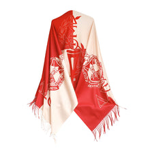 Load image into Gallery viewer, DST Sorority Red Cream Block Fashion Shawl Scarf
