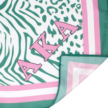 Load image into Gallery viewer, AKA Sorority Animal Print Square Scarf for Women
