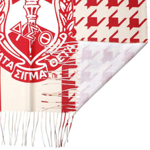 Load image into Gallery viewer, DST Sorority Crimson Cream Houndstooth Shawl Scarf
