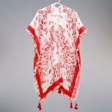DST Sorority Red White Leopard Structured Kimono