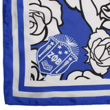 ZPB Blue and White Rose Square Sorority Scarf