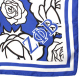 ZPB Blue and White Rose Square Sorority Scarf