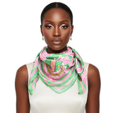 AKA Pink and Green Rose Square Sorority Scarf