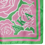 AKA Pink and Green Rose Square Sorority Scarf