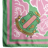 AKA Pink and Green Rose Square Sorority Scarf