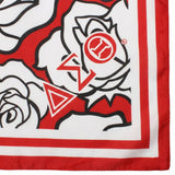 DST Red and White Rose Square Sorority Scarf