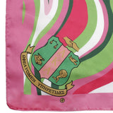 AKA Pink and Green Swirl Square Sorority Scarf
