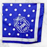 ZPB Blue and White Polka Dot Square Sorority Scarf