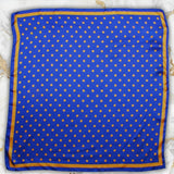 Blue and Yellow Polka Dot Silky Square Scarf SGRHO