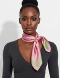 Pink and Green Polka Dot Silky Square Scarf AKA