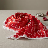 DST Long Red and White Graphic Rectangle Scarf