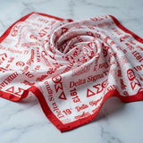 DST Long White and Red Graphic Rectangle Scarf