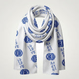 ZPB Long White and Blue Shield Rectangle Scarf