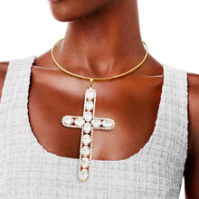 Load image into Gallery viewer, Gold Rigid Collar Elegant Cross Necklace
