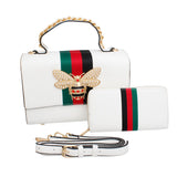 Satchel White Striped Bee Boxy Handbag