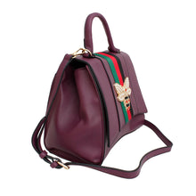 Load image into Gallery viewer, Satchel Purple Bee Stripe Flap Handbag Wallet Set
