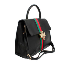 Load image into Gallery viewer, Satchel Soft Black Bee and Stripe Handbag Set
