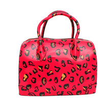 Load image into Gallery viewer, Domed Satchel Neon Fuchsia Leopard Handbag Set
