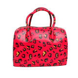 Domed Satchel Neon Fuchsia Leopard Handbag Set