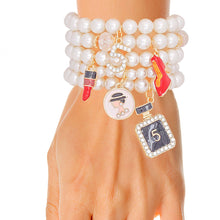 Cargar imagen en el visor de la galería, Charm French Perfume Cream Pearl Stretch Bracelets
