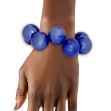 Load image into Gallery viewer, Bracelet Swirled Blue Marble Bubble Ball Bead
