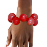 Bracelet Swirled Red Marble Bubble Ball Bead
