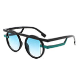Sunglasses Black Round Futuristic Double Frame