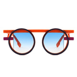 Sunglasses Orange Round Futuristic Double Frame