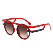 Load image into Gallery viewer, Sunglasses Red Round Futuristic Double Frame
