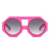 Sunglasses Pink Geometric Chunky Round for Women
