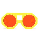 Sunglasses Yellow Geometric Chunky Round for Women