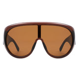 Sunglasses Brown Retro Rounded Visor for Women