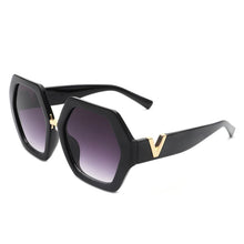 Load image into Gallery viewer, Sunglasses Black Geometric Hexagon Oversized Women
