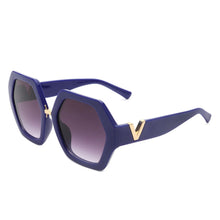 Load image into Gallery viewer, Sunglasses Royal Blue Geometric Hexagon Oversized
