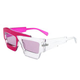 Sunglasses Pink Flat Top Irregular Square Women