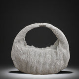 Clutch Premium Silver Rhinestone Mesh Hobo Bag
