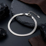 Mens 5.5mm Stainless Steel Herringbone Chain Bracelet