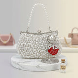 DST White Pearl Clutch with 1913 and Flower Charms