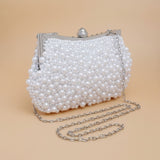Clutch White Pearl Hollywood Hand Sewn Evening Bag