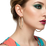 18K Gold Stainless Hoops Inside Out Rhinestones