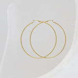 Hoop 18k Gold Steel Classic 90mm Thin Earrings