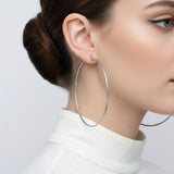 Stainless Steel Classic 90mm Thin Hoop Earrings
