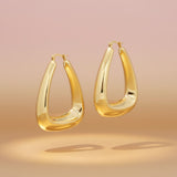 Hoop 18K Gold Steel Trapezoid Thick Earrings