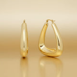 Hoop 18K Gold Steel Trapezoid Thick Earrings